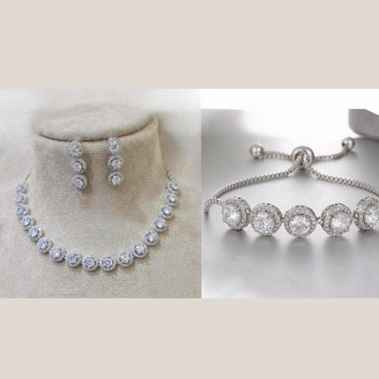 Meher AD Necklace, Earrings & Bracelet Set