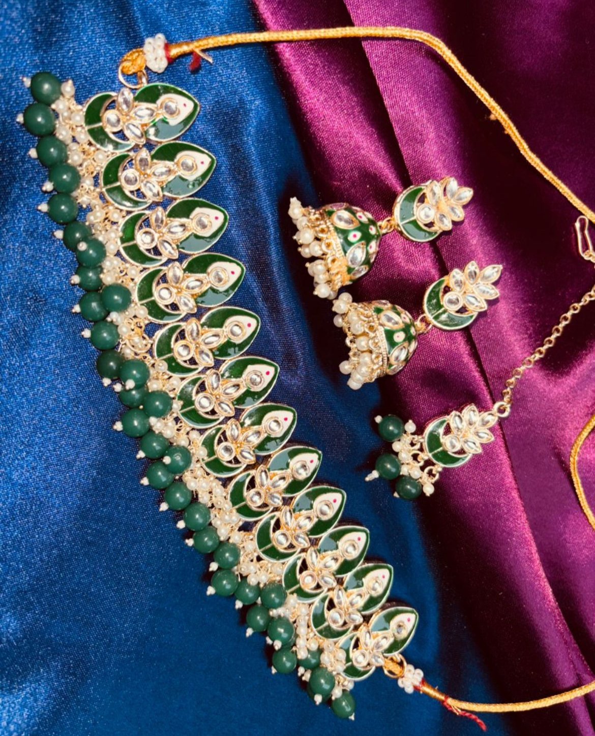 Dhwani Necklace, Earrings & Maang Teeka Set