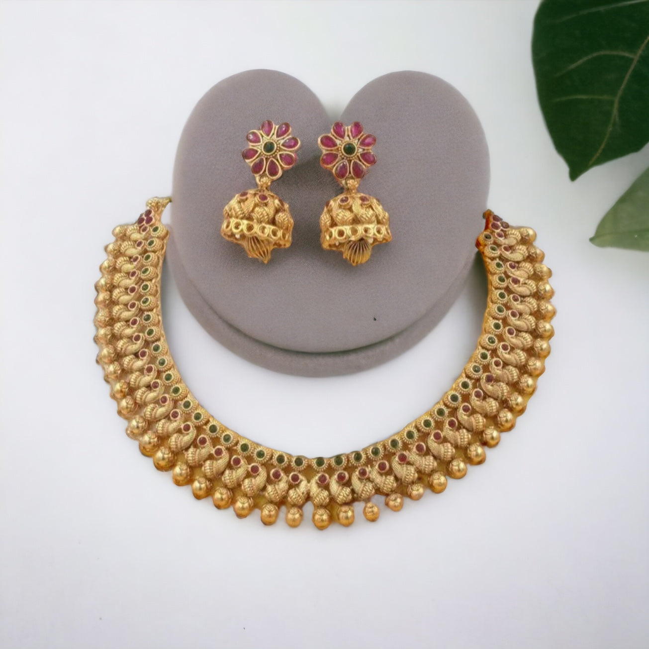 Rukmani Temple Jewellery Necklace & Earrings Set