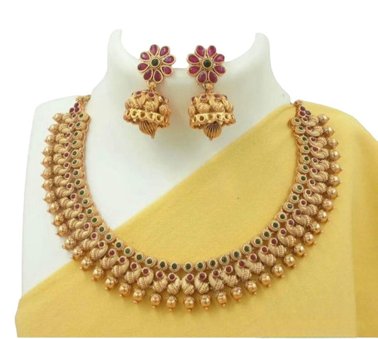 Rukmani Temple Jewellery Necklace & Earrings Set